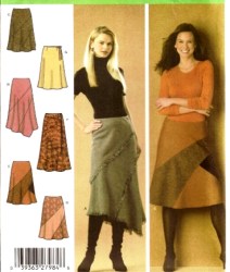 4966 simplicity BIAS CONTRAST/ FRINGE/ HANKIE HEM SKIRTS PATTERN 6-12; 14-22 UNCUT CHOICE